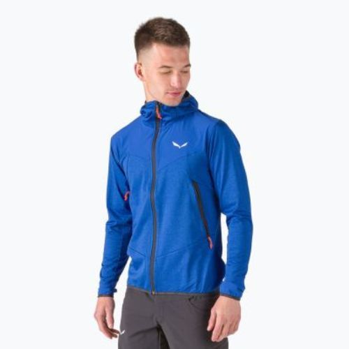 Felpa trekking Salewa da uomo Agner Hybrid PL/DST FZ Hoody melange elettrico