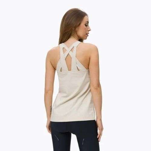 Maglietta da arrampicata Salewa Lavaredo Hemp Print Tank oatmeal da donna