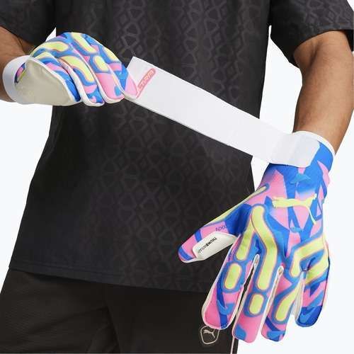 Guanto da portiere PUMA Ultra Ultimate Energy Hybrid ultra blu/allarme giallo/rosa luminoso