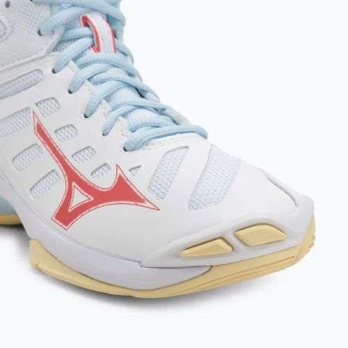 Scarpe da pallavolo donna Mizuno Wave Voltage 2 Mid bianco/calipso coral/pale banana