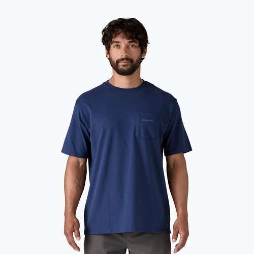 T-shirt Patagonia Boardshort Logo Pocket Uomo Responsibili clement blue