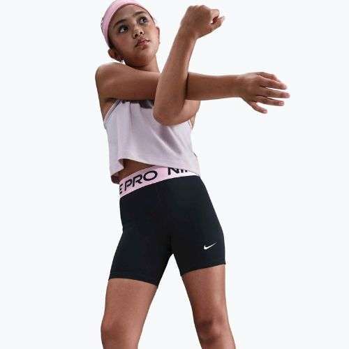 Pantaloncini Nike Pro Dri-Fit 5" da bambino nero/med soft pink/bianco