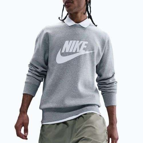Felpa uomo Nike Sportswear Club Graphic Fleece Crew dark grey heather/white