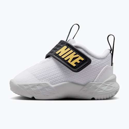 Scarpe per bambini Nike Team Hustle D 12 white/black/clear emerald/topaz gold