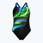 Costume da bagno intero donna arena Bloom Swim Pro Back Lb multi nero/nero/blu porcellana