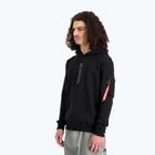 Alpha Industries Uomo Felpa con cappuccio con stampa a sbuffo, nero