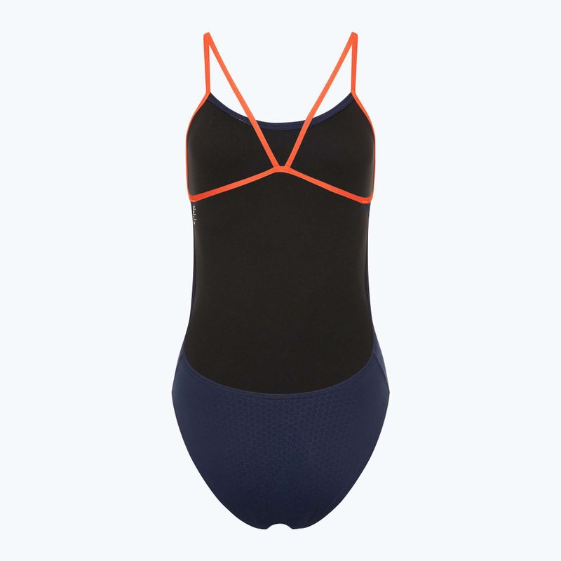 Costume intero donna TYR Hexa Cutoutfit navy/arancio 2