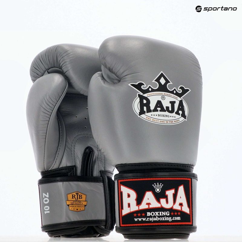 RAJA BOXING Guanti da boxe singoli standard in vera pelle grigi 8