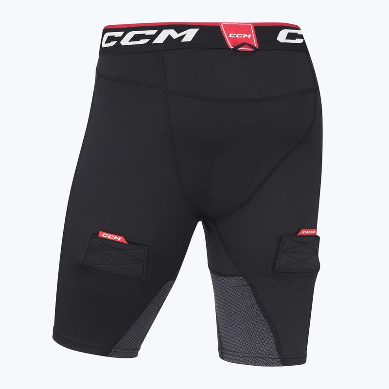 Pantaloncini da hockey CCM Ribano Compresion SR da uomo con bretelle, nero 2