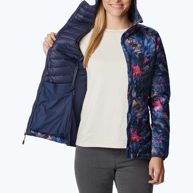 Columbia Powder Pass Giacca ibrida da donna con cappuccio stampa floreale notturna 5
