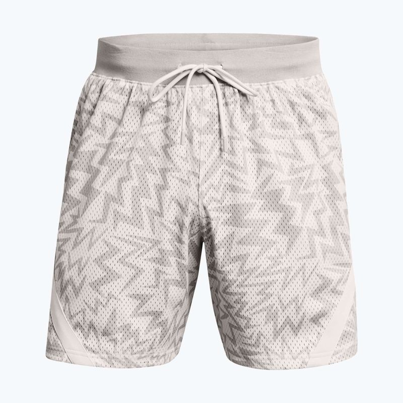 Under Armour Curry Mesh Short pantaloncini da basket da uomo bianco clay/grigio mod. 2