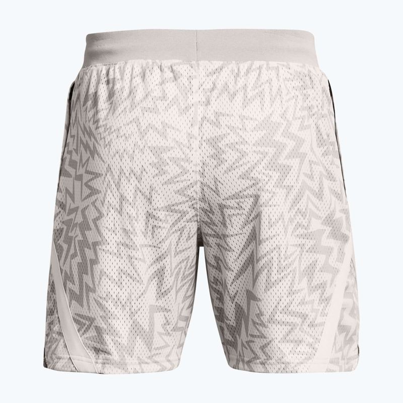 Under Armour Curry Mesh Short pantaloncini da basket da uomo bianco clay/grigio mod. 3