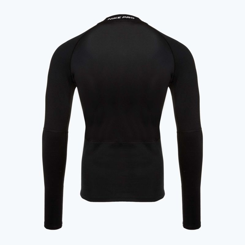 Maglia a maniche lunghe da allenamento Nike Pro Dri-Fit Warm bianco/nero da uomo 2