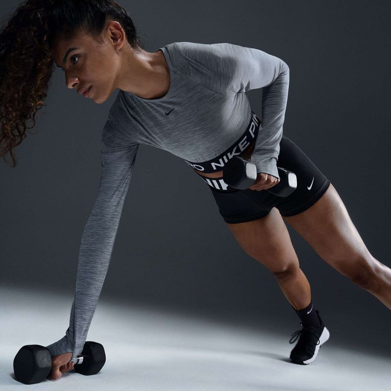 Top da allenamento a manica lunga donna Nike Pro 365 Dri-Fit smoke grey/heather 5