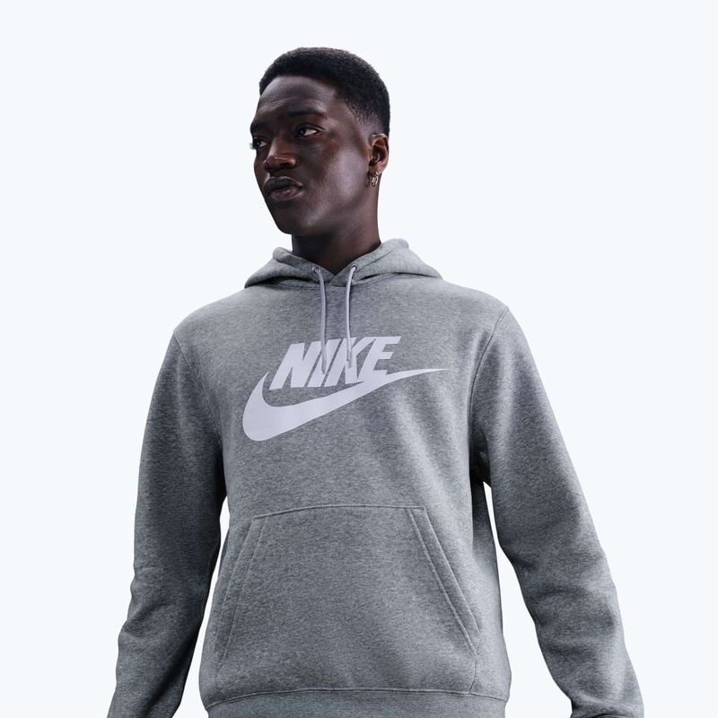 Felpa uomo Nike Club Pullover Hoodie dark grey heather/light smoke grey/white 4