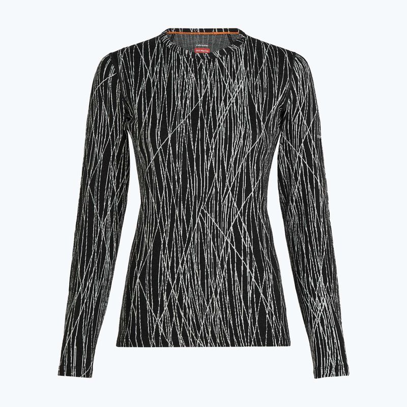 Maglia da trekking a manica lunga da donna Icebreaker Merino 260 Tech Vertex Crewe Delta Lines AOP black/snow/j 7