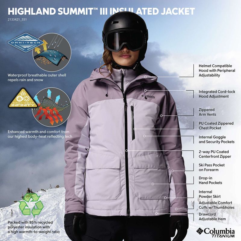 Giacca da sci da donna Columbia Highland Summit III Insulated lavender pearl/shale purple 13
