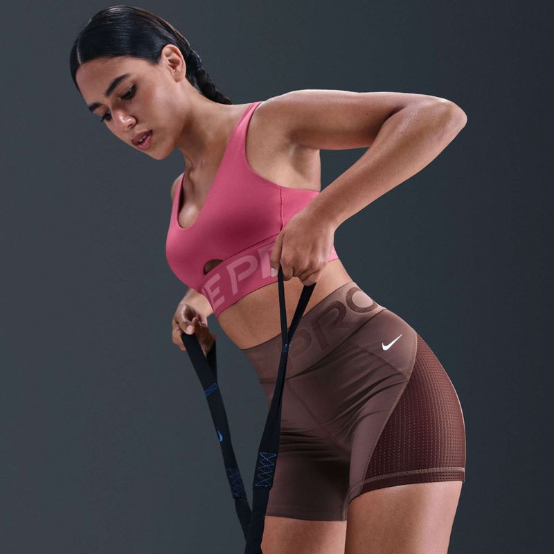 Shorts da donna Nike Pro Sculpt High Waisted 5" Biker tattoo/burgundy crush/white 6