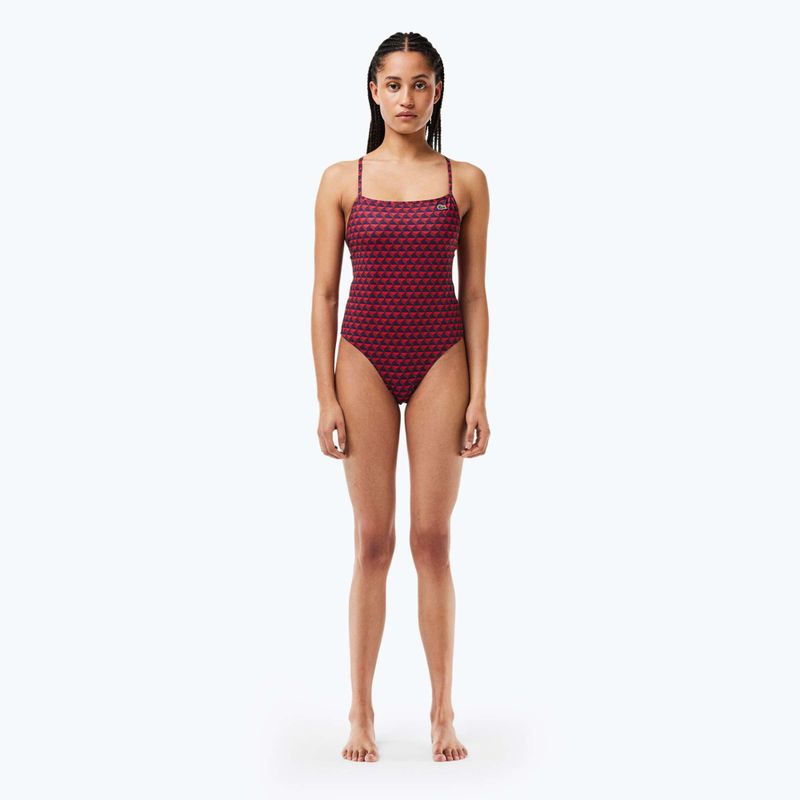 Costume intero Lacoste donna MF7264 penombra / alizarina / rosso 3