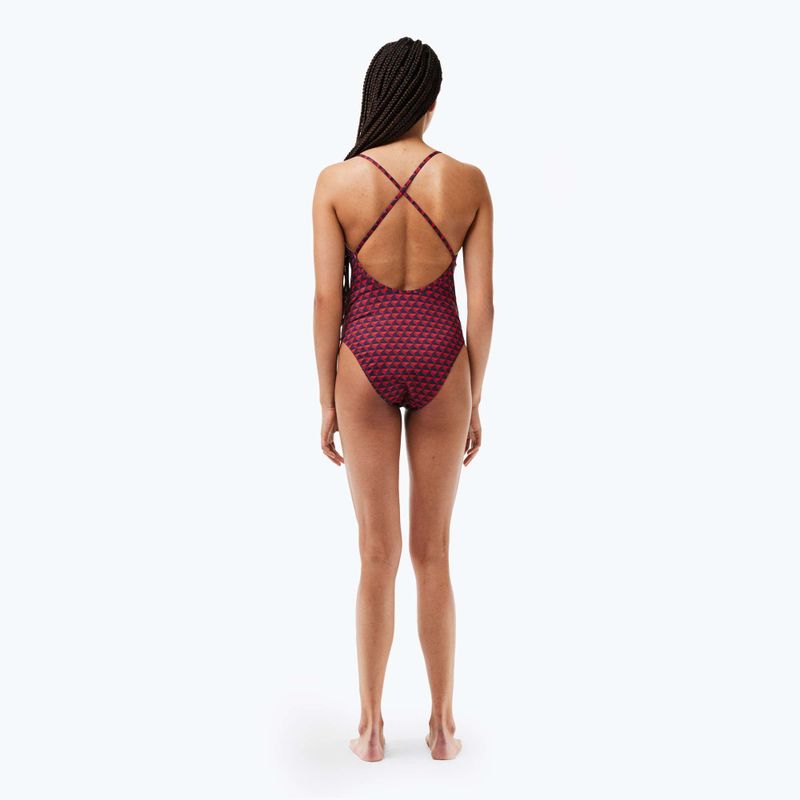 Costume intero Lacoste donna MF7264 penombra / alizarina / rosso 4
