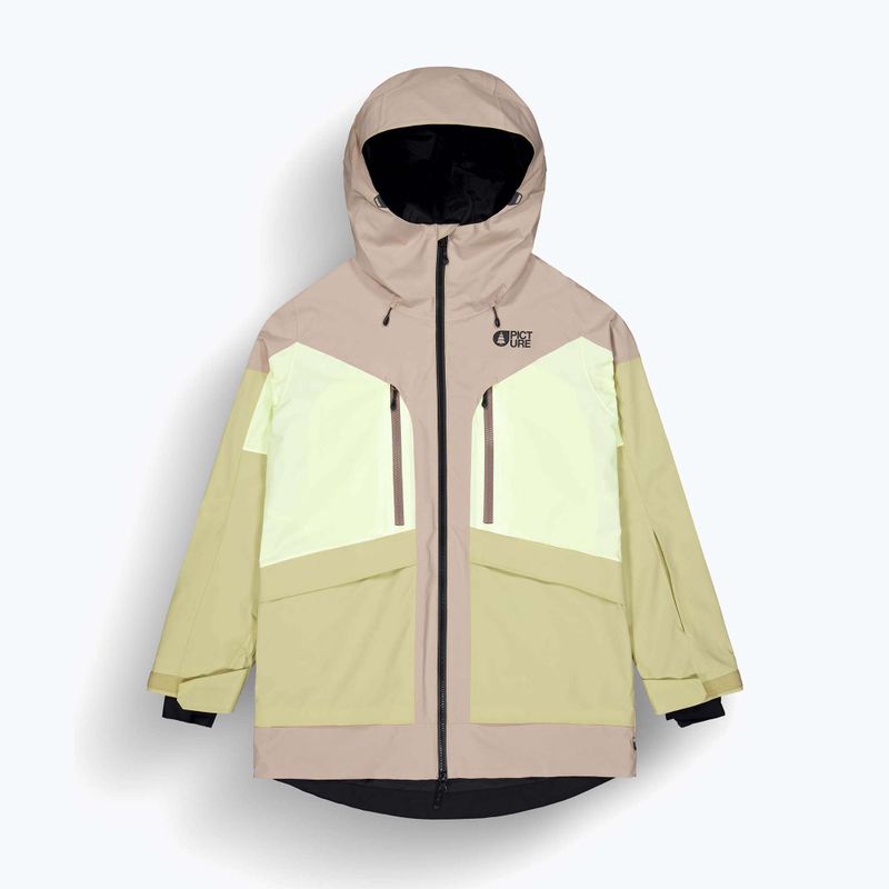 Picture Haakon giacca da sci donna roebuck / lime / canapa crema 7