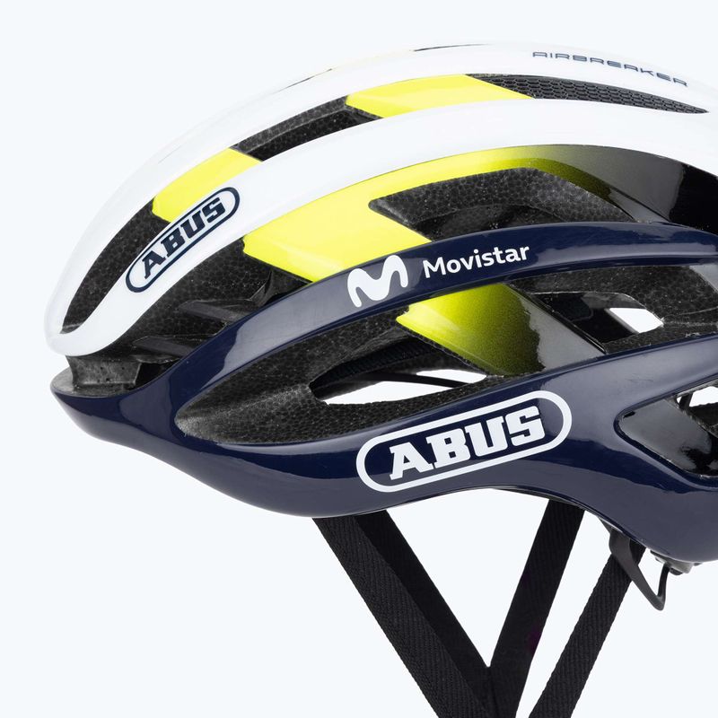 Casco da bicicletta ABUS AirBreaker Movistar Team 24 blu/giallo/bianco 7