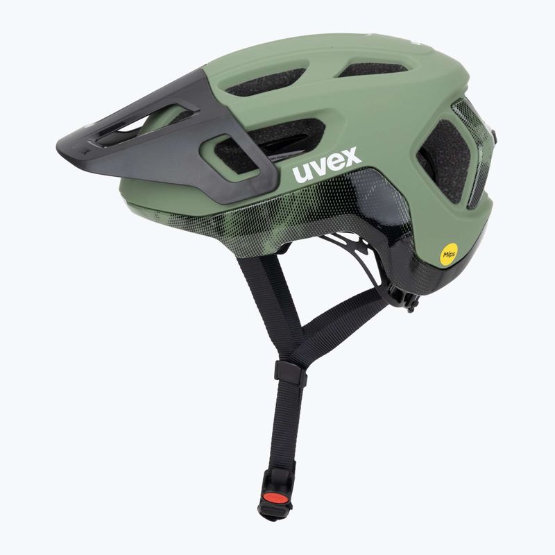 Casco da bici UVEX React MIPS verde muschio/nero opaco 3