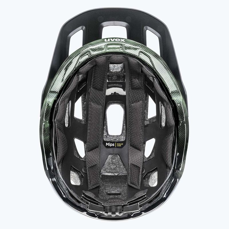 Casco da bici UVEX React MIPS verde muschio/nero opaco 11