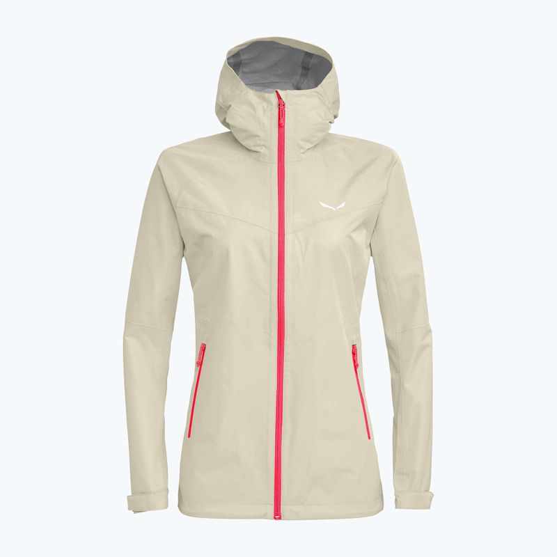 Salewa Puez Aqua 3 PTX, giacca da pioggia da donna, farina d'avena/corallo fluo 11