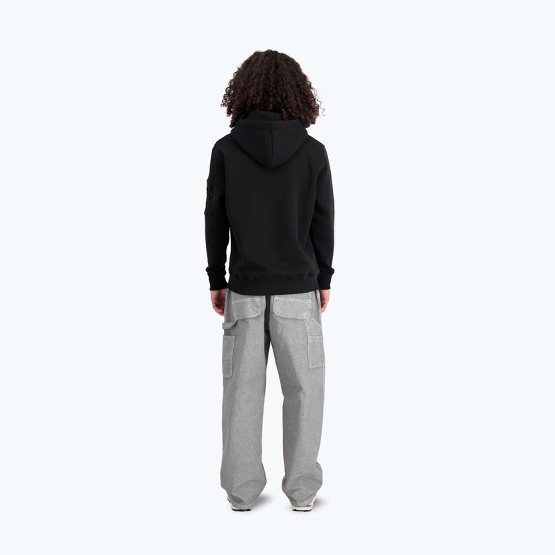 Alpha Industries Uomo Felpa con cappuccio con stampa a sbuffo, nero 3
