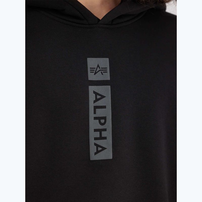 Alpha Industries Uomo Felpa con cappuccio con stampa a sbuffo, nero 5