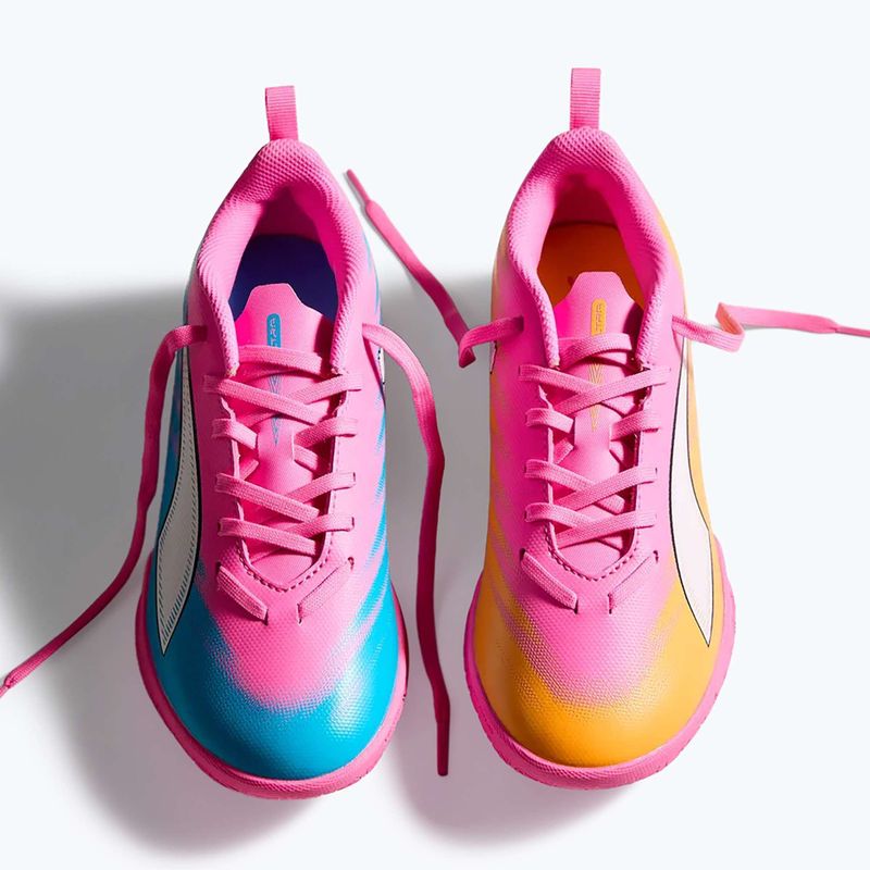 Scarpe da calcio per bambini PUMA Ultra 6 Play It Jr poison pink/puma wht/sun stream/bright aqua/puma blk 12