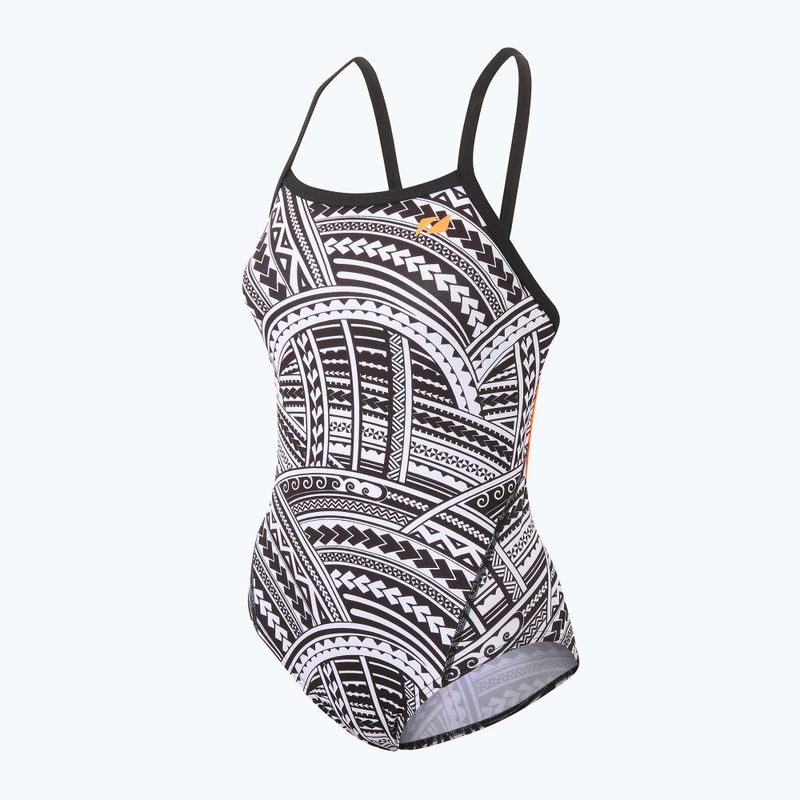 Costume intero donna ZONE3 Kona Speed Strap Back stampa tribale/nero/bianco/arancio 4