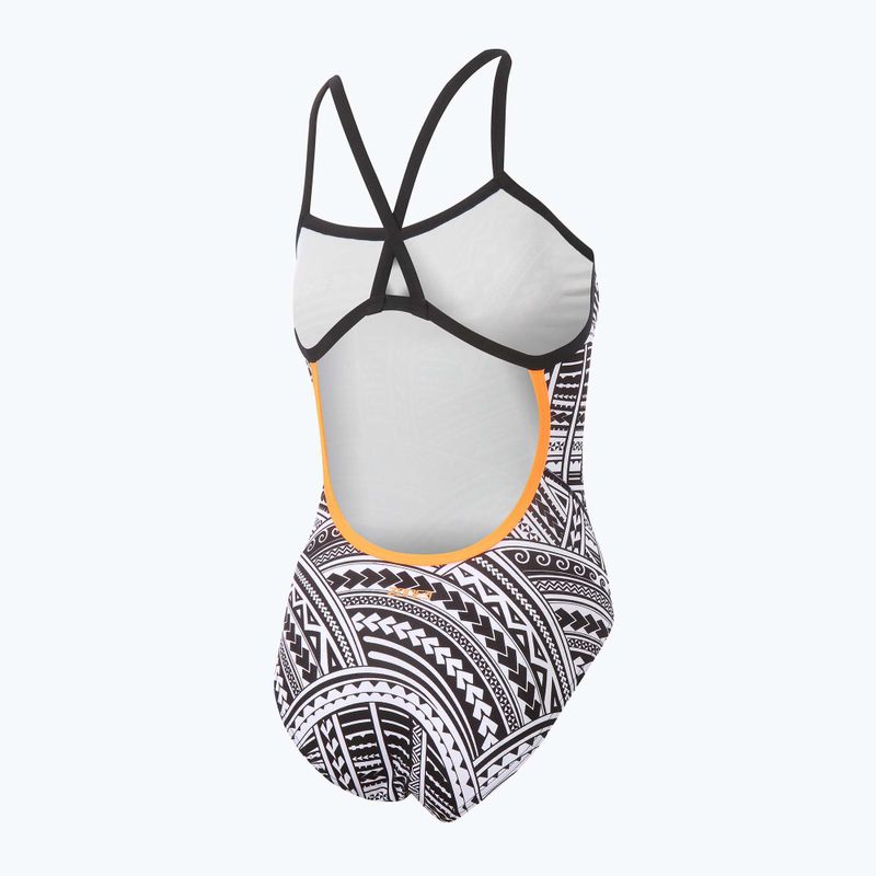 Costume intero donna ZONE3 Kona Speed Strap Back stampa tribale/nero/bianco/arancio 5