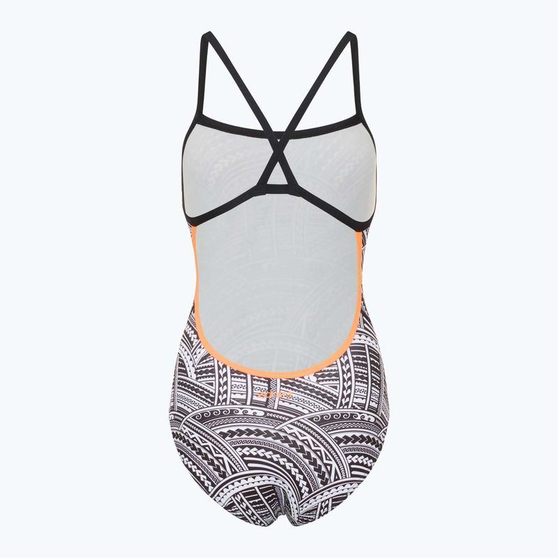 Costume intero donna ZONE3 Kona Speed Strap Back stampa tribale/nero/bianco/arancio 2