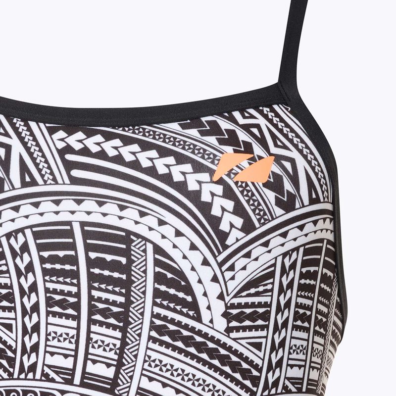 Costume intero donna ZONE3 Kona Speed Strap Back stampa tribale/nero/bianco/arancio 3