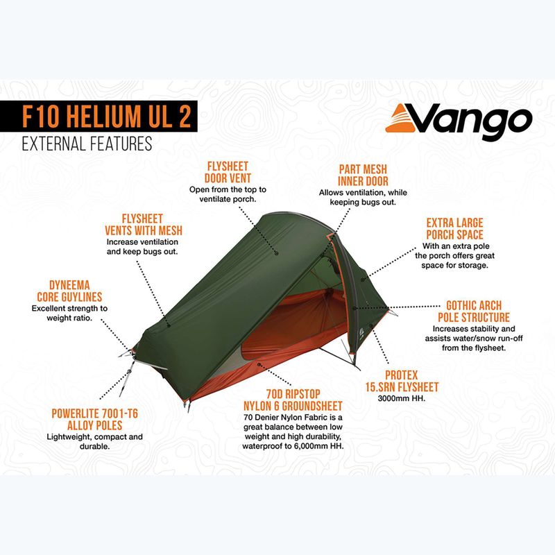 Tenda da trekking per 2 persone Vango Helium UL 2 verde alpino 15