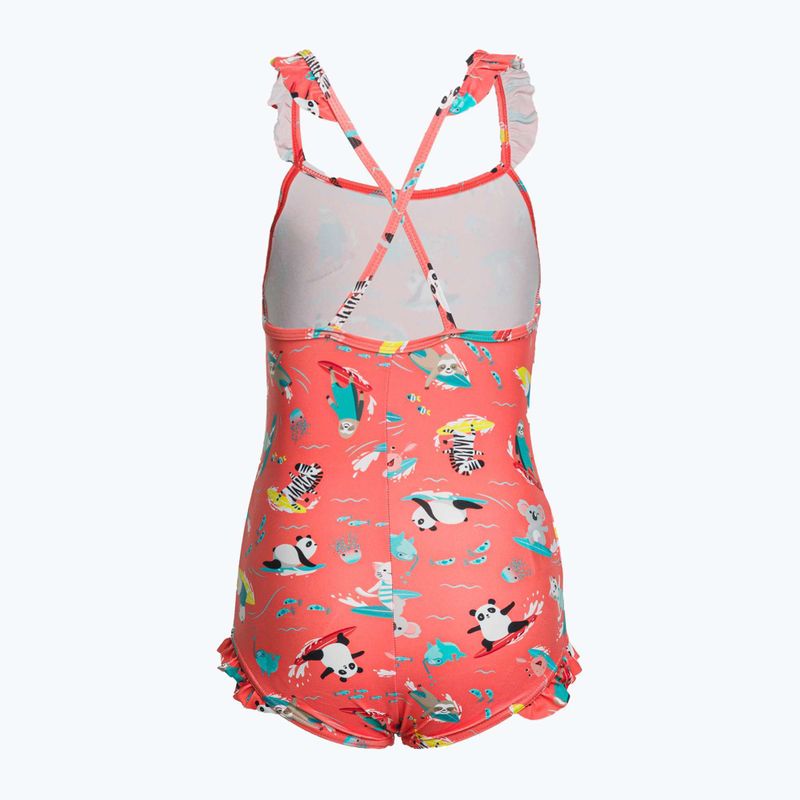 Speedo Digital Frill Thinstrap - costume intero da bambino corallo/taro/bianco 2
