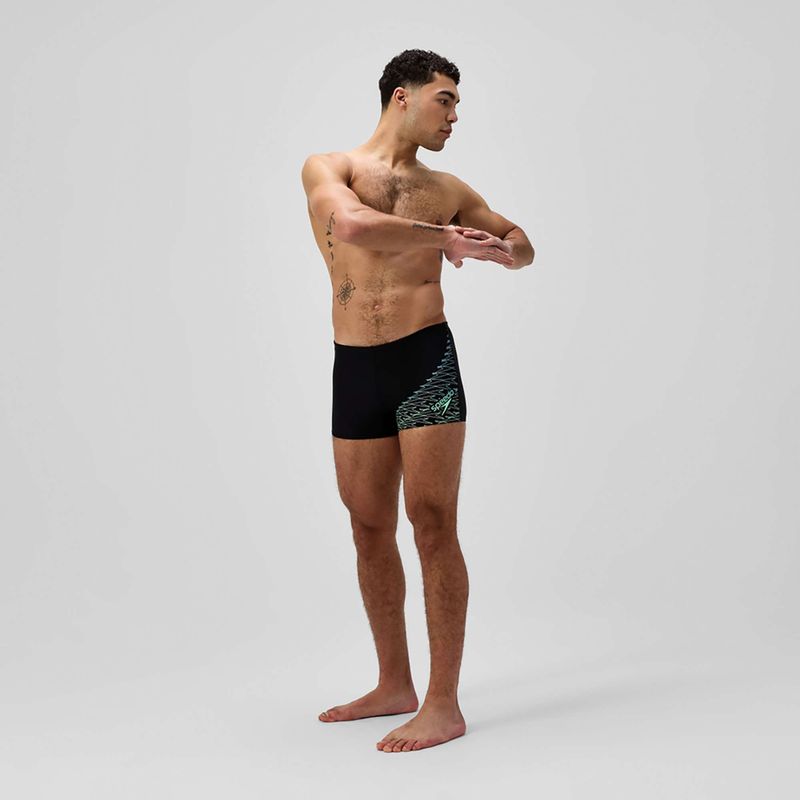 Speedo Medley Logo Aquashort boxer nuoto uomo nero/alfa verde 2