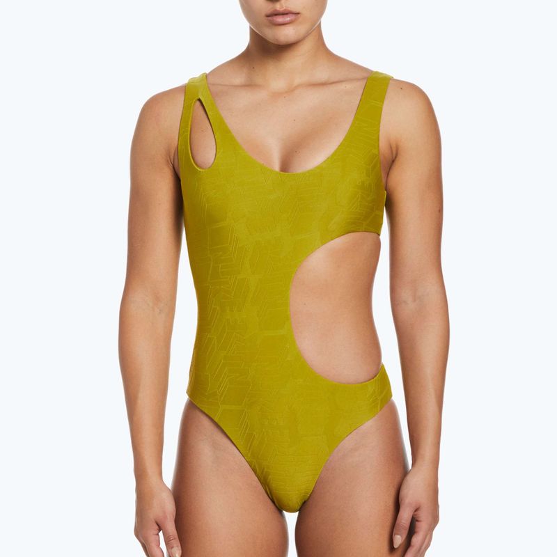 Costume intero Nike Block Texture moss da donna 4