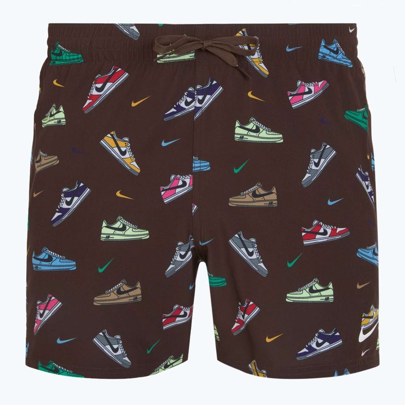 Pantaloncini da bagno Nike Multi Print 5" Volley da uomo, marrone barocco 5