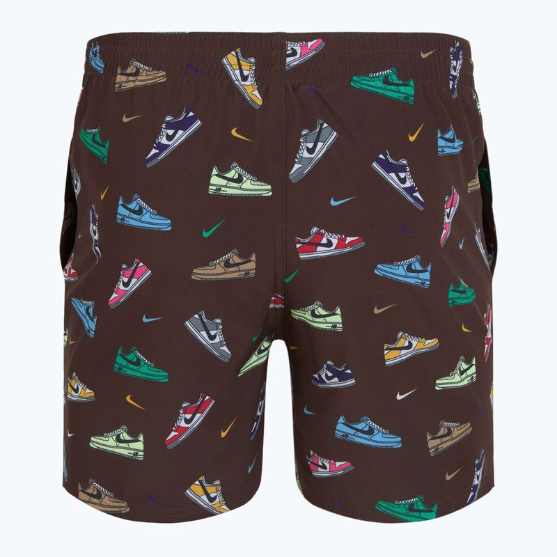 Pantaloncini da bagno Nike Multi Print 5" Volley da uomo, marrone barocco 6