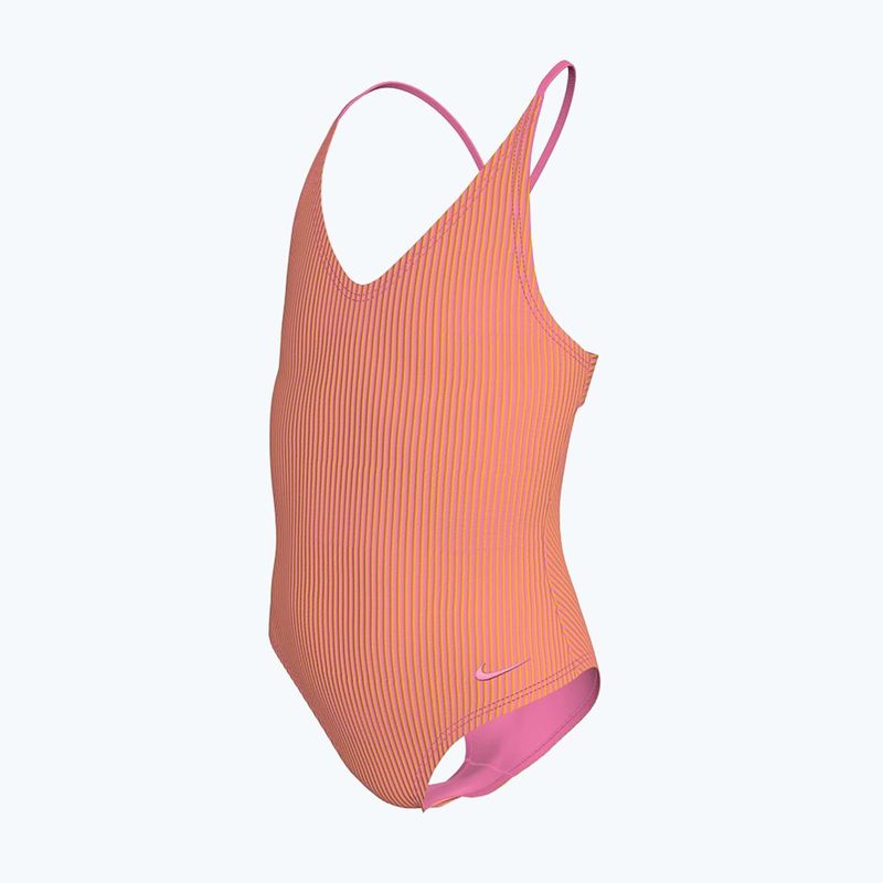 Costume da bagno intero per bambini Nike Ocean Bound Ripple Texture Lace Up pink glow 2