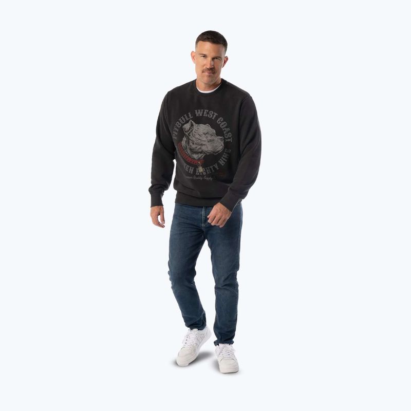 Felpa uomo Pitbull Strenght & Respect Crewneck washed dark graphite 4