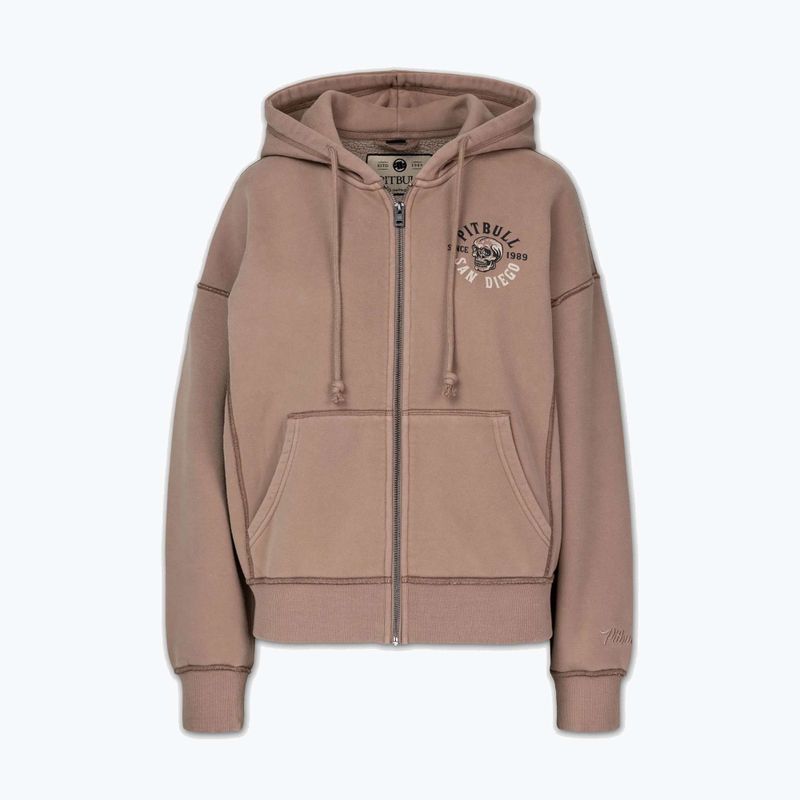 Felpa donna Pitbull Skull Surf Hooded Zip chocolate mousse 7