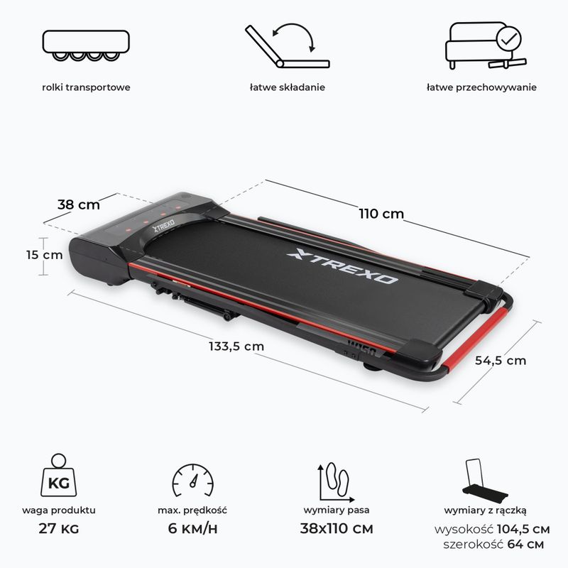 XTREXO Walking Pad W150 tapis roulant elettrico nero 3