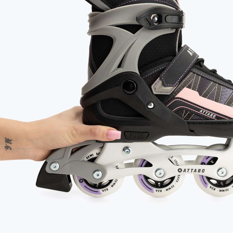 Pattini in linea per bambini ATTABO Bladeroll regolabili nero/viola 8