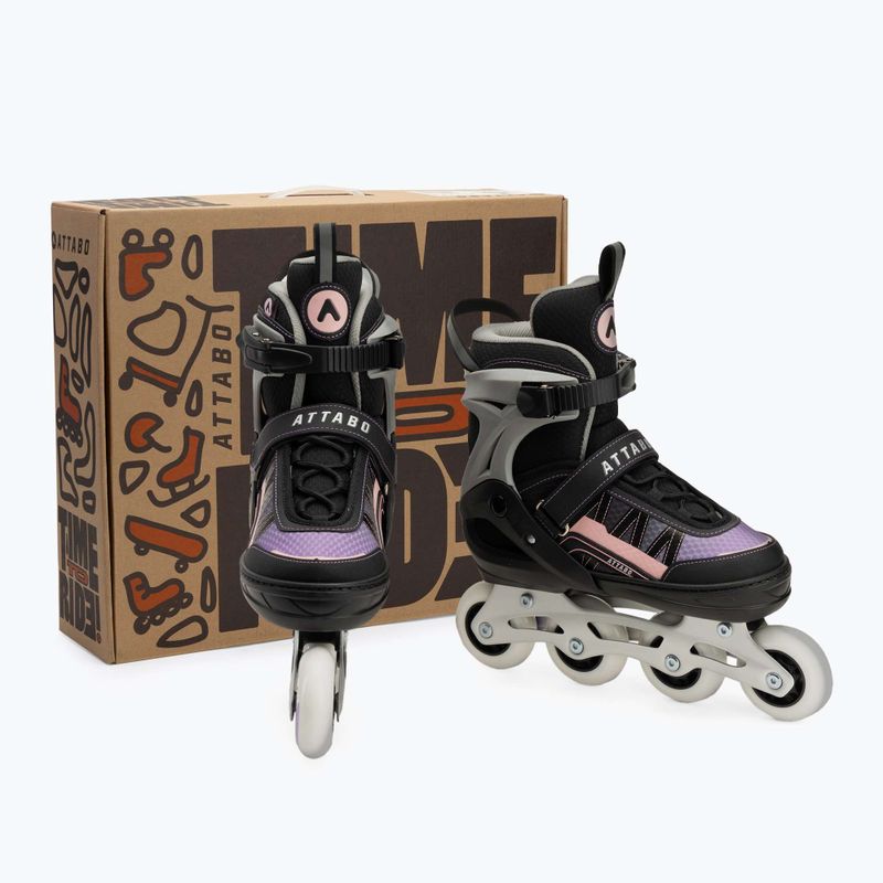 Pattini in linea per bambini ATTABO Bladeroll regolabili nero/viola 11