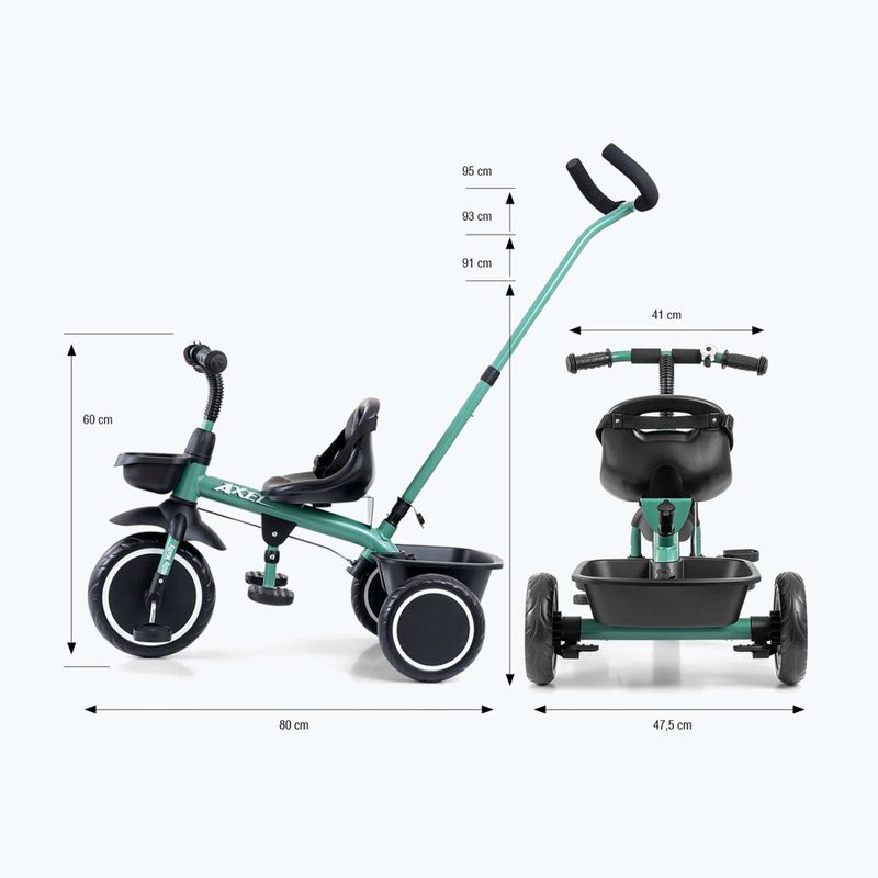 Bicicletta senza pedali a tre ruote Milly Mally Axel green 11
