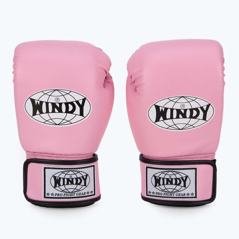 WINDY Guanti da boxe classici in pelle sintetica rosa 2